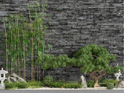 新中式松树、竹子景观园艺小品