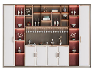 新中式酒柜3d模型 新中式酒柜