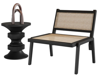 侘寂风休闲椅子、边几