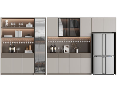 现代酒柜3d模型 现代酒柜