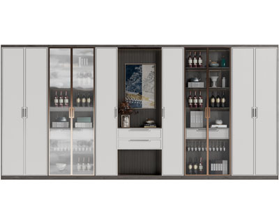 新中式酒柜3d模型 新中式酒柜