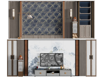 新中式电视背景墙