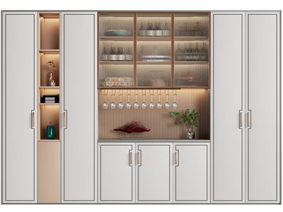 新中式酒柜3d模型 新中式酒柜