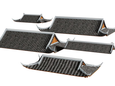 中式瓦片装饰的屋檐