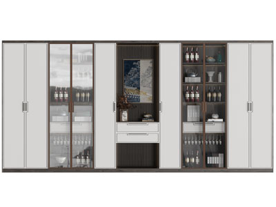 新中式酒柜3d模型 新中式酒柜