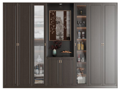 新中式酒柜3d模型 新中式酒柜