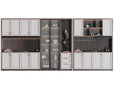 新中式酒柜3d模型 新中式酒柜