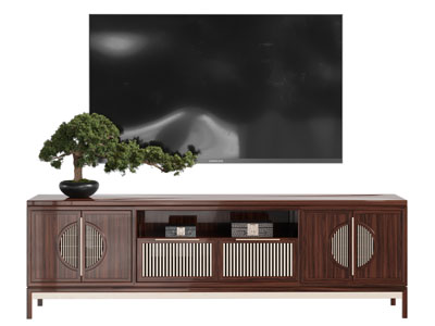 新中式实木电视柜、电视机