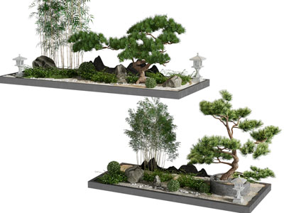 新中式松树、竹子景观园艺小品