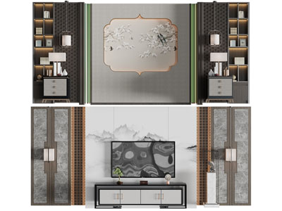 新中式电视背景墙