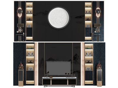 新中式电视背景墙