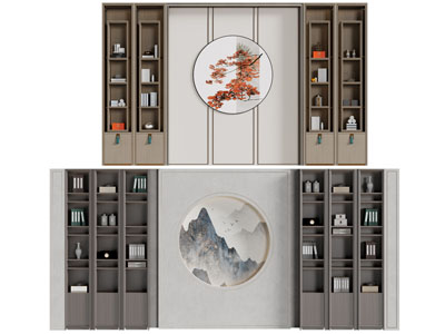 新中式带书柜的背景墙