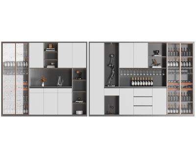 现代酒柜3d模型 现代酒柜