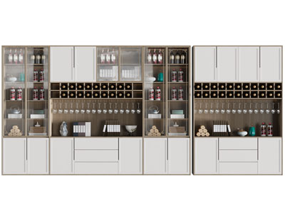 新中式酒柜3d模型 新中式酒柜