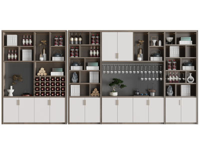 新中式酒柜3d模型 新中式酒柜