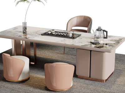 现代大理石茶桌椅组合
