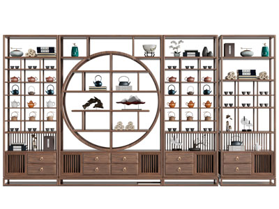 新中式实木装饰柜、博古架