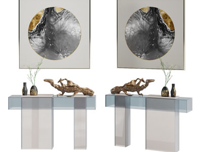 新中式端景台3d模型 新中式端景台