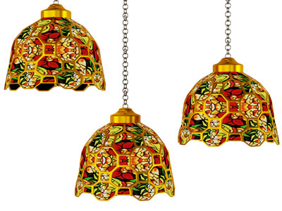 美式田园彩色玻璃吊灯