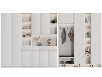 现代玄关鞋柜、装饰柜