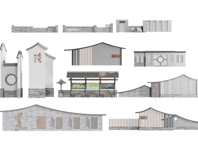 新中式景墙 围墙