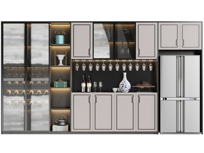 新中式酒柜3d模型 新中式酒柜