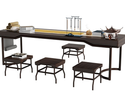 新中式书桌椅组合