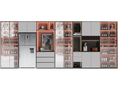 现代嵌入冰箱的酒柜3d模型 现代嵌入冰箱的酒柜
