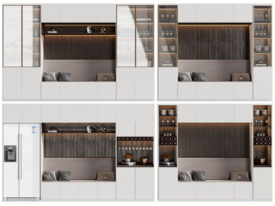 现代带卡座的酒柜3d模型 现代带卡座的酒柜