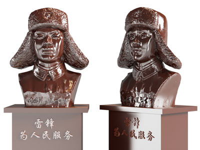 现代雷锋半身雕塑雕刻3d模型 现代雷锋半身雕塑雕刻