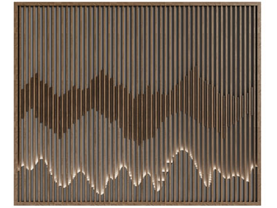 新中式栅格山水背景墙