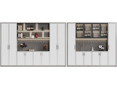 新中式酒柜3d模型 新中式酒柜