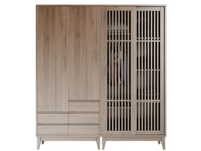 新中式实木衣柜3d模型 新中式实木衣柜