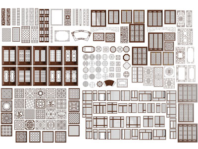新中式实木花格、镂花窗、隔断