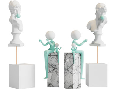 现代人物头像雕塑雕刻摆件组合3d模型 现代人物头像雕塑雕刻摆件组合