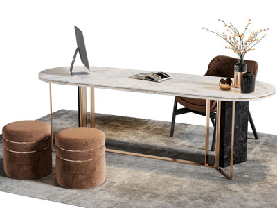 现代轻奢书桌椅组合