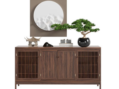 新中式玄关柜 边柜 摆件组合