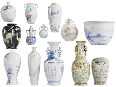 新中式陶瓷器皿摆件组合