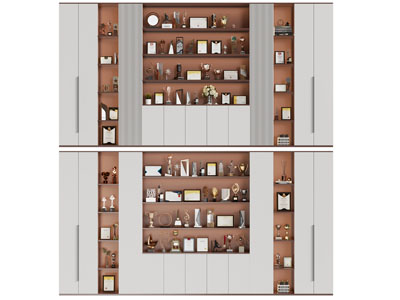 现代装饰柜、荣誉证书、奖杯奖牌展示柜