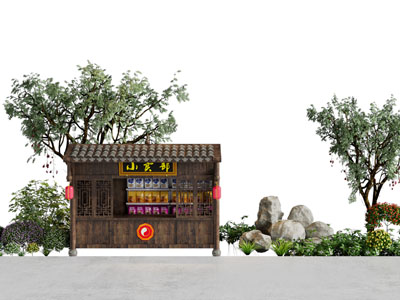 中式实木售货小卖部 售货亭 网红摊位