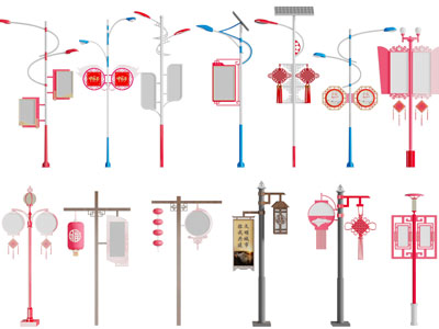 新中式装饰路灯、广告牌