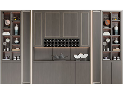 新中式酒柜3d模型 新中式酒柜