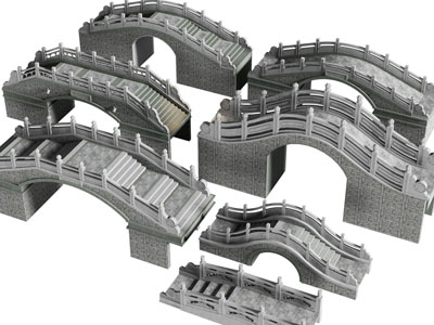 中式景观石桥、拱形桥3d模型 中式景观石桥、拱形桥