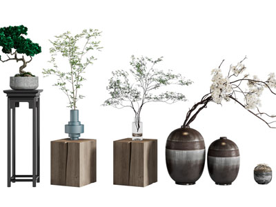 新中式盆景盆栽摆件组合
