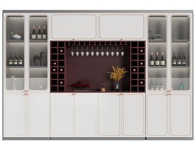 新中式酒柜3d模型 新中式酒柜