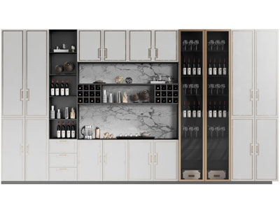 新中式酒柜3d模型 新中式酒柜