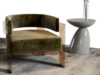 现代休闲椅子、边几