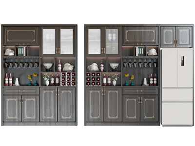 新中式酒柜3d模型 新中式酒柜