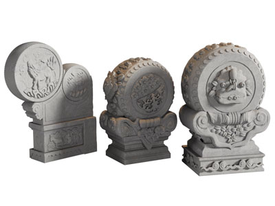 新中式石鼓3d模型 新中式石鼓