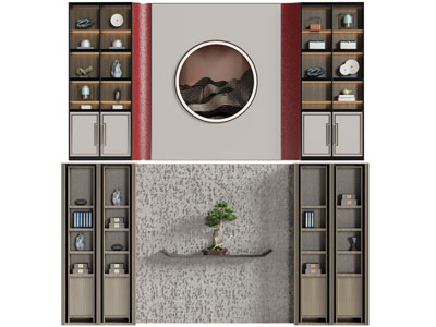 新中式装饰柜背景墙